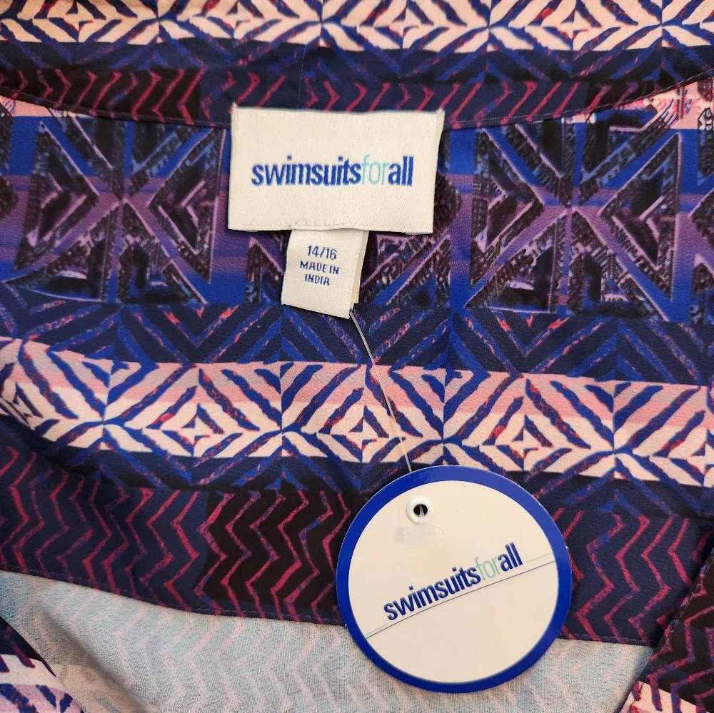 NEW Swimsuits For All Kimono Coverup Fringe Trim Size 14/16